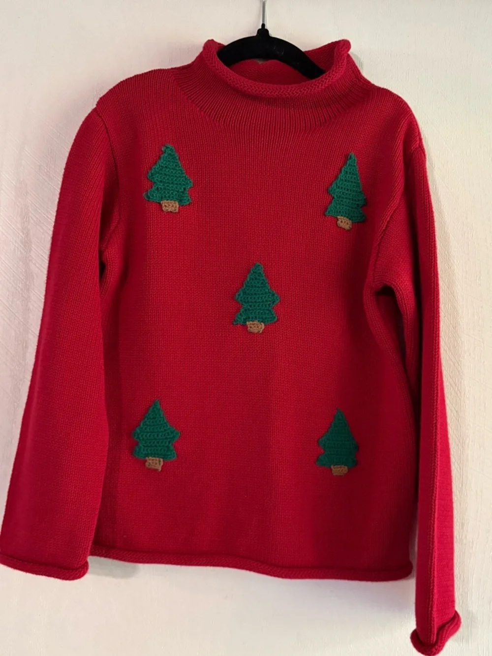 MudPie Toddler Christmas Sweater 4T Red Knit Tree Applique Holiday Pullover NWOT